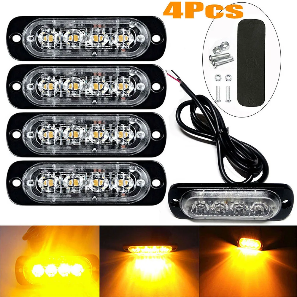 Outdoor Lighting Yellow - Lampu samping Amber LED mobil 4x