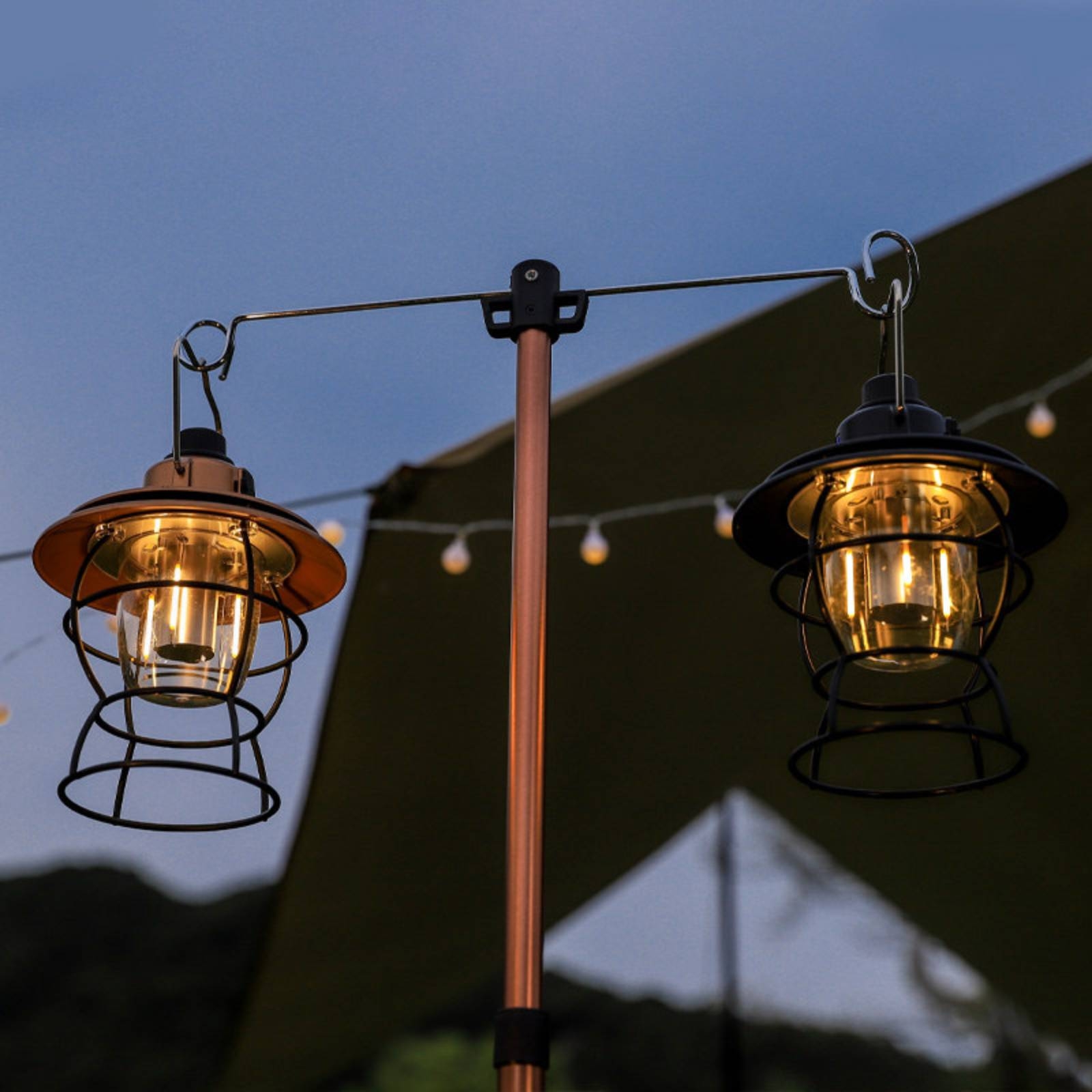 Outdoor Lighting Pole - Penyangga Tripod dengan Pengait, Tiang Lampu