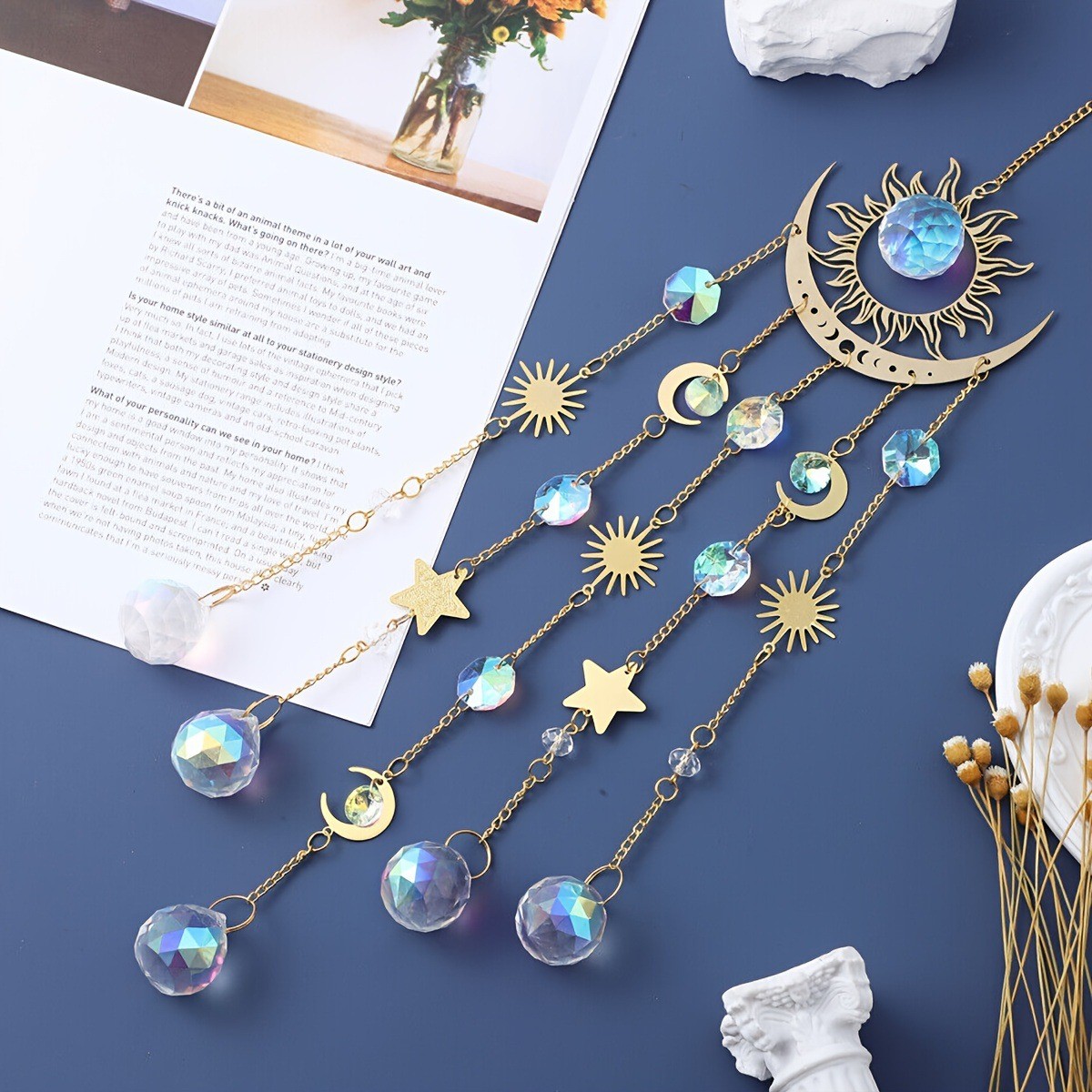 Outdoor Lighting Pendant - Liontin Kristal Bulan Api Emas Baru