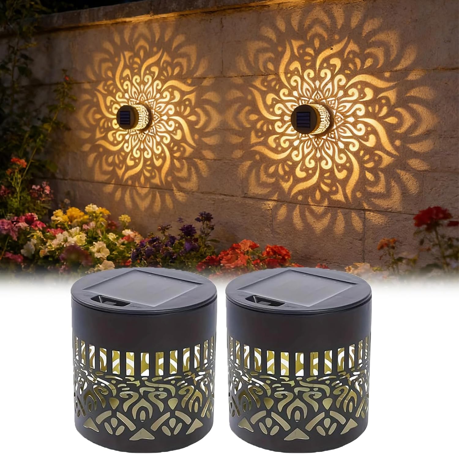 Outdoor Lighting Yellow - 2-Pack Lampu Taman Tenaga Surya IP65,