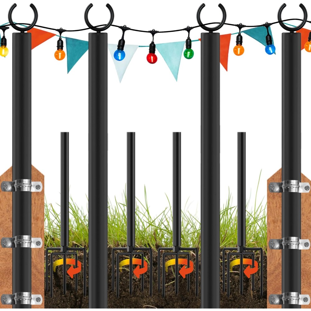 Outdoor Lighting Pole - Tiang Lampu String Land·voi 4 Pack,
